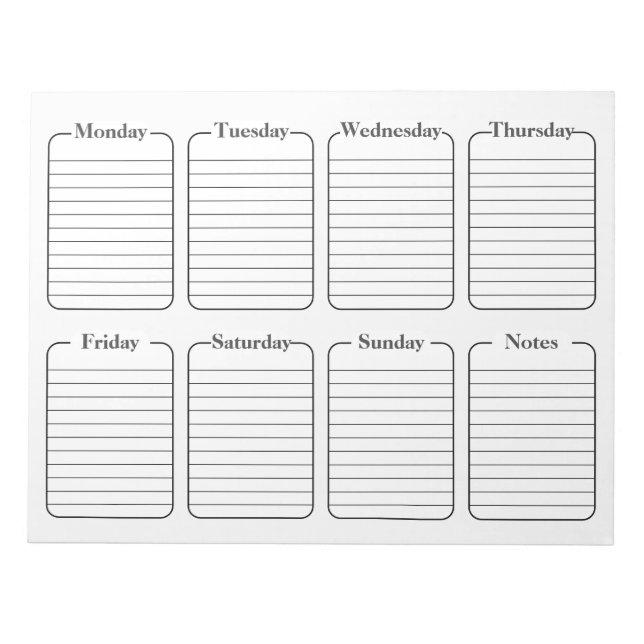 Simple Weekly Planner White Tear Away Calendar Notepad (Front)
