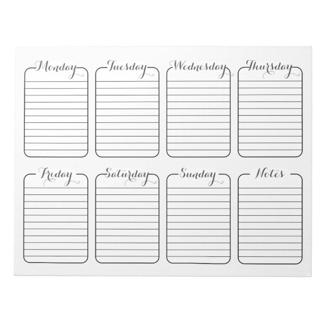 Simple Weekly Planner White Tear Away Calendar Notepad (Front)