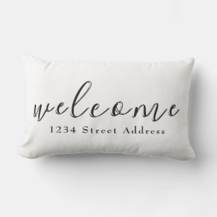 Simple Welcome & Address   Script   White Lumbar Cushion