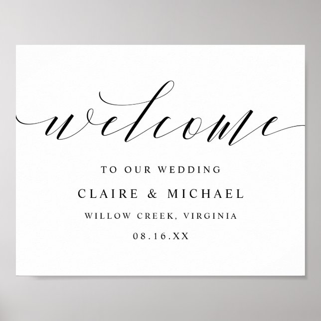 Simple Welcome Calligraphy Script Wedding Sign (Front)