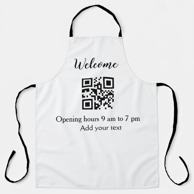 Simple welcome opening welcome barcode QR add name Apron (Front)