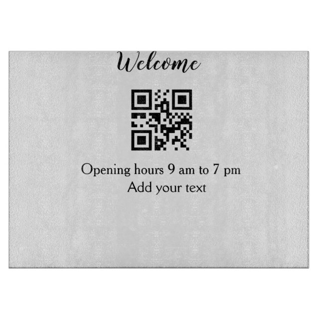 Simple welcome opening welcome barcode QR add name Cutting Board (Front)