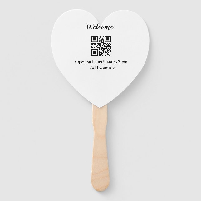 Simple welcome opening welcome barcode QR add name Hand Fan (Front)