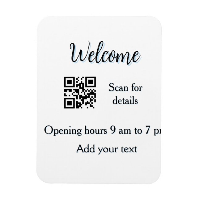 Simple welcome opening welcome barcode QR add name Magnet (Vertical)