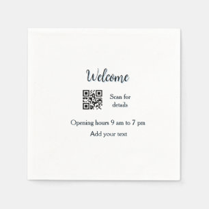 Simple welcome opening welcome barcode QR add name Napkin