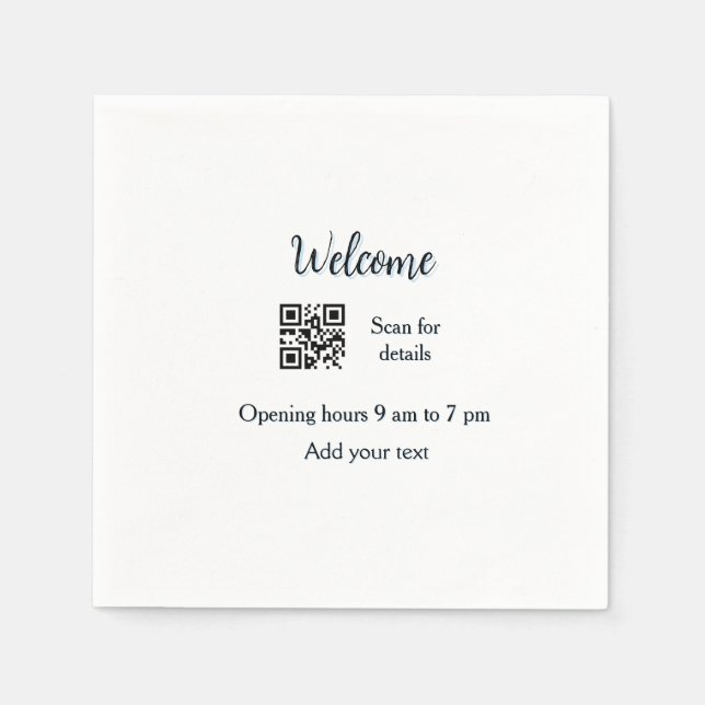 Simple welcome opening welcome barcode QR add name Napkin (Front)