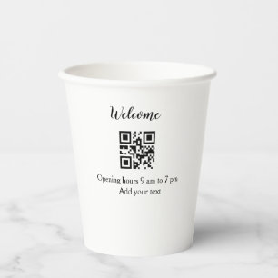 Simple welcome opening welcome barcode QR add name Paper Cups