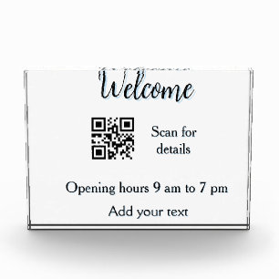 Simple welcome opening welcome barcode QR add name Photo Block