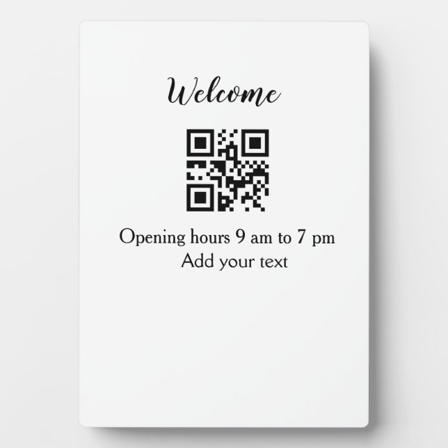 Simple welcome opening welcome barcode QR add name Plaque (Front)