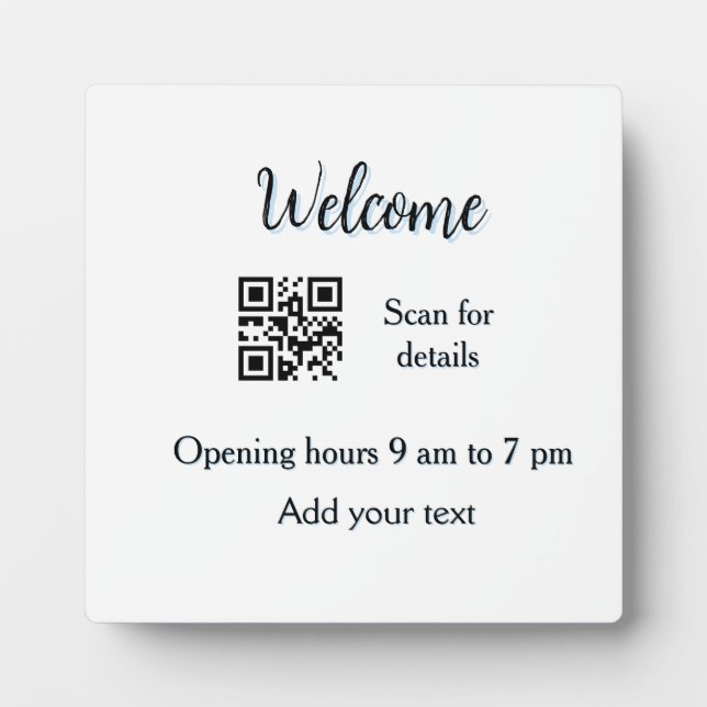 Simple welcome opening welcome barcode QR add name Plaque (Front)