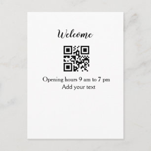 Simple welcome opening welcome barcode QR add name Postcard