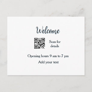 Simple welcome opening welcome barcode QR add name Postcard