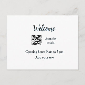 Simple welcome opening welcome barcode QR add name Postcard