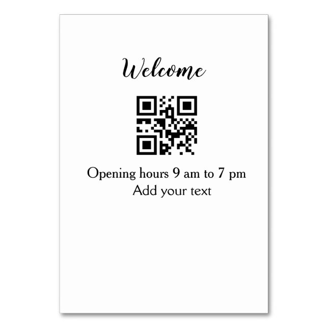 Simple welcome opening welcome barcode QR add name Table Number (Front)
