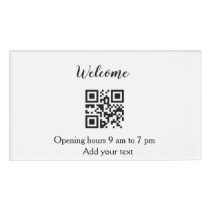 Simple welcome opening welcome barcode QR add name Tag