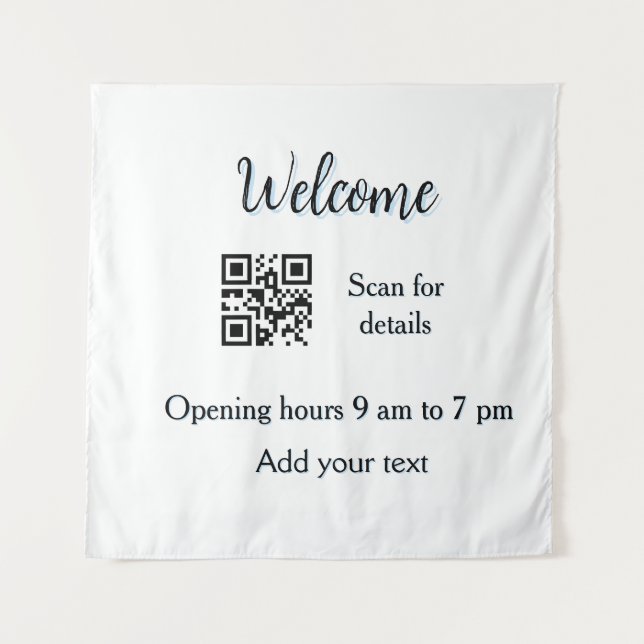Simple welcome opening welcome barcode QR add name Tapestry (Front)