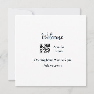 Simple welcome opening welcome barcode QR add name Thank You Card