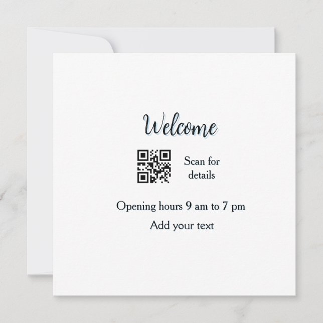 Simple welcome opening welcome barcode QR add name Thank You Card (Front)