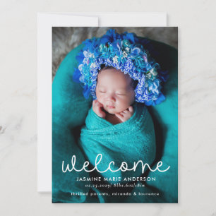 Simple Welcome Photo Birth Announcement
