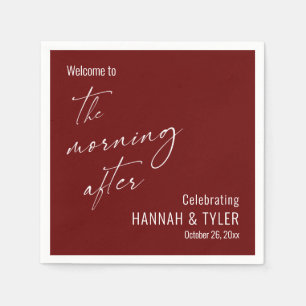Simple Welcome to The Morning After Burgundy Napkin