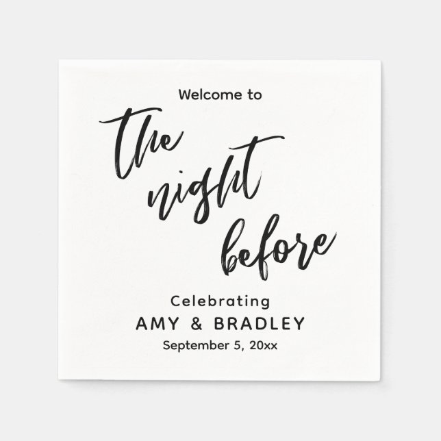 Simple Welcome to The Night Before Black & White Napkin (Front)