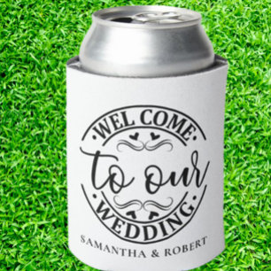 SIMPLE WELCOME WEDDING  CAN COOLER