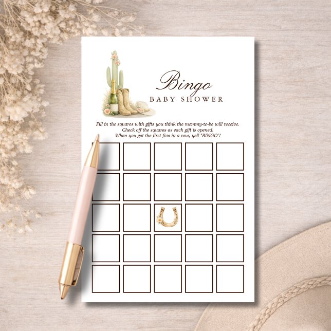 Simple Western Baby Shower Bingo Activity Game (Creator Uploaded)