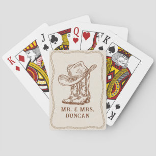 Simple Western Rope Cowboy Boots and Hat Name Playing Cards