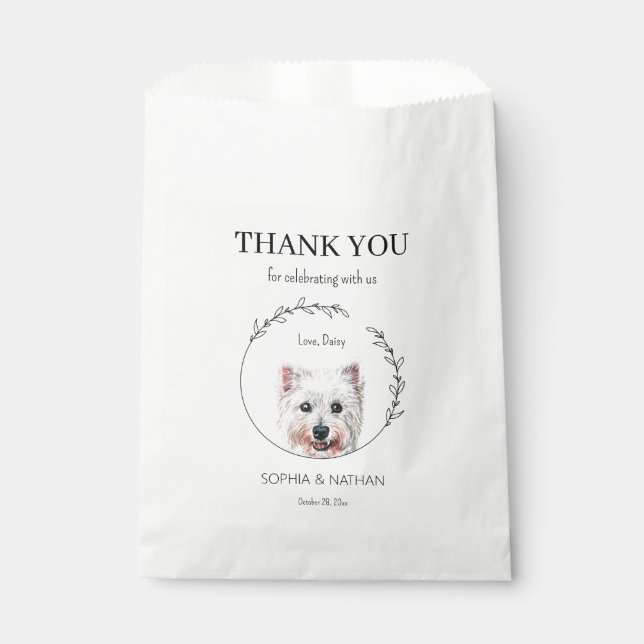 Simple Westie Wedding Thank You Favour Bag (Front)