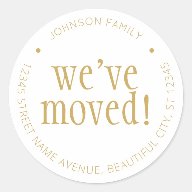Simple We've Moved Modern Gold New Address Label (Front)
