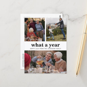 Simple What a Year New Year Photo Postcard