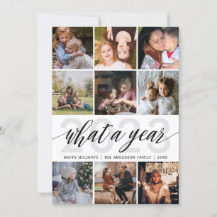 Simple What A Year Photo Collage Holiday Card