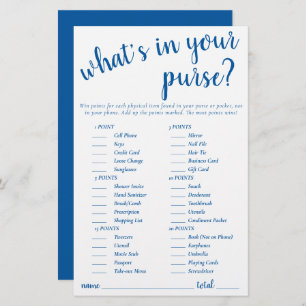 Simple Whats In Your Purse Blue Game Card