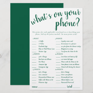 Simple Whats on Your Phone Neon Green Game Card