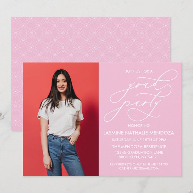 SIMPLE WHIMSICAL CALLIGRAPHY GRADUATION INVITATION (Front/Back)