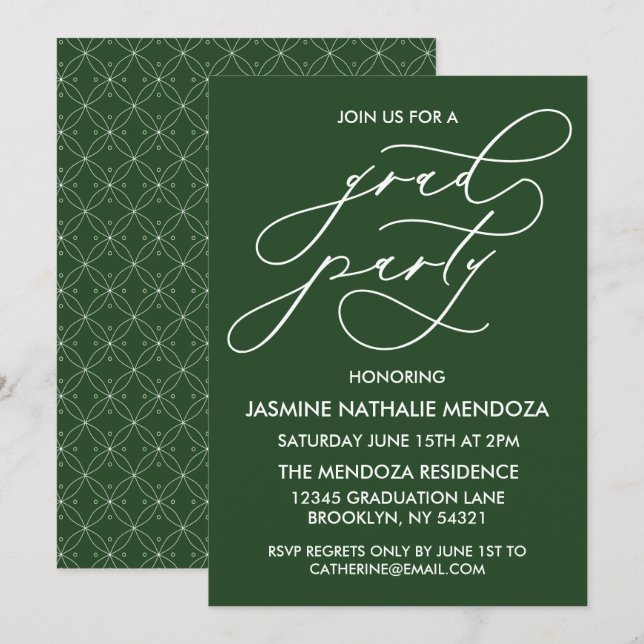 SIMPLE WHIMSICAL CALLIGRAPHY GRADUATION INVITATION (Front/Back)