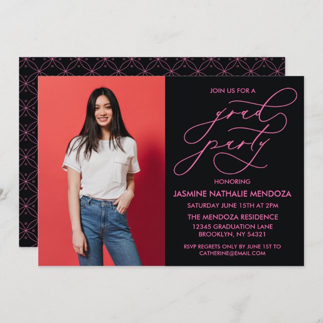 SIMPLE WHIMSICAL CALLIGRAPHY GRADUATION INVITATION (Front/Back)