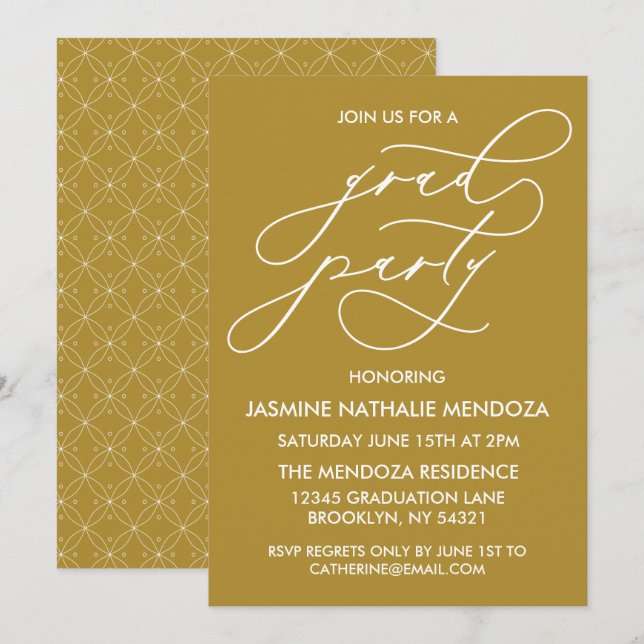 SIMPLE WHIMSICAL CALLIGRAPHY GRADUATION INVITATION (Front/Back)