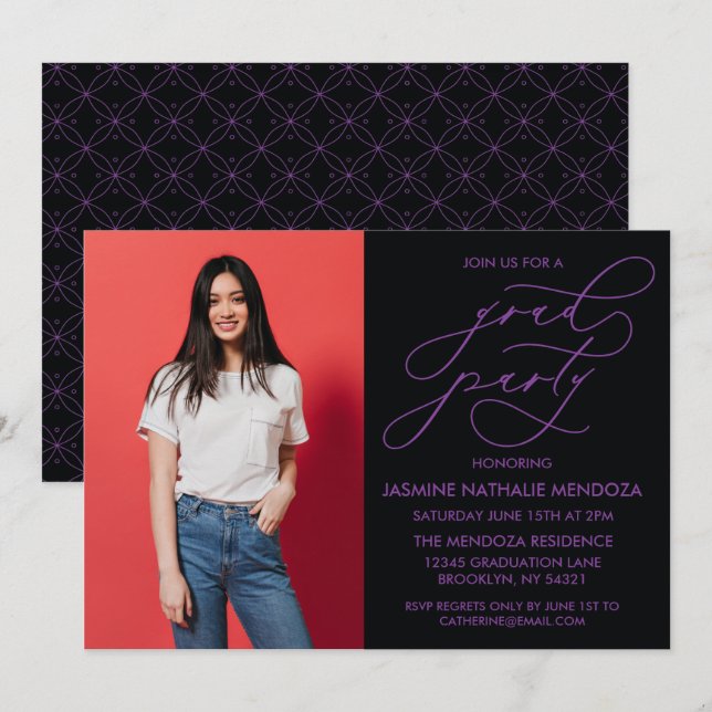 SIMPLE WHIMSICAL CALLIGRAPHY GRADUATION INVITATION (Front/Back)