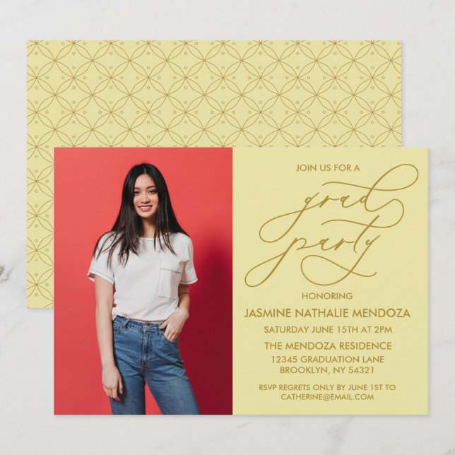 SIMPLE WHIMSICAL CALLIGRAPHY GRADUATION INVITATION (Front/Back)