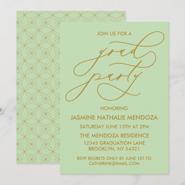 SIMPLE WHIMSICAL CALLIGRAPHY GRADUATION INVITATION (Front/Back)