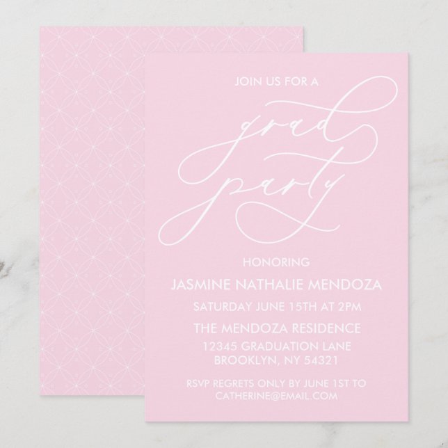 SIMPLE WHIMSICAL CALLIGRAPHY GRADUATION INVITATION (Front/Back)