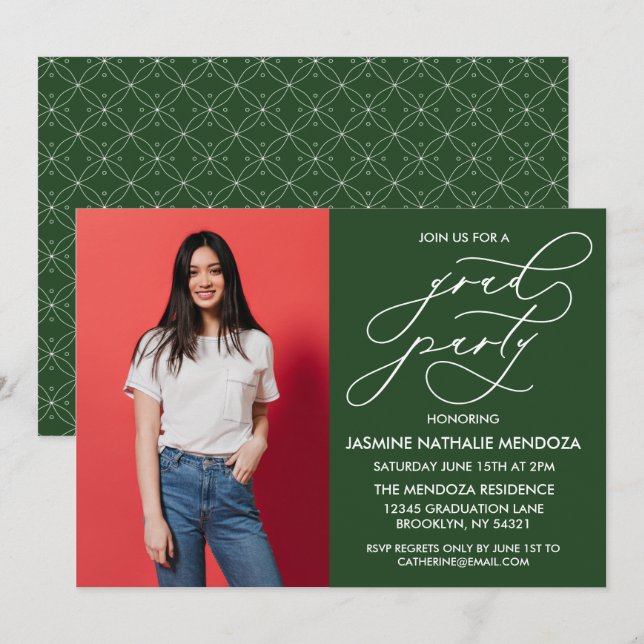 SIMPLE WHIMSICAL CALLIGRAPHY GRADUATION INVITATION (Front/Back)