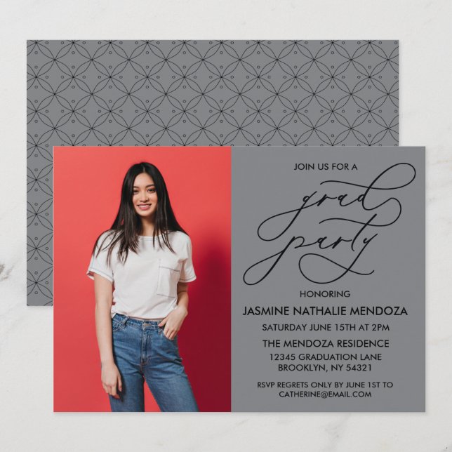 SIMPLE WHIMSICAL CALLIGRAPHY GRADUATION INVITATION (Front/Back)