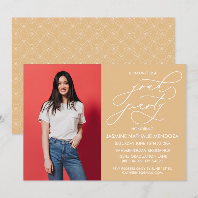 SIMPLE WHIMSICAL CALLIGRAPHY GRADUATION INVITATION (Front/Back)