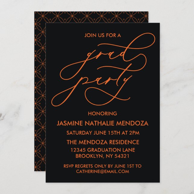 SIMPLE WHIMSICAL CALLIGRAPHY GRADUATION INVITATION (Front/Back)