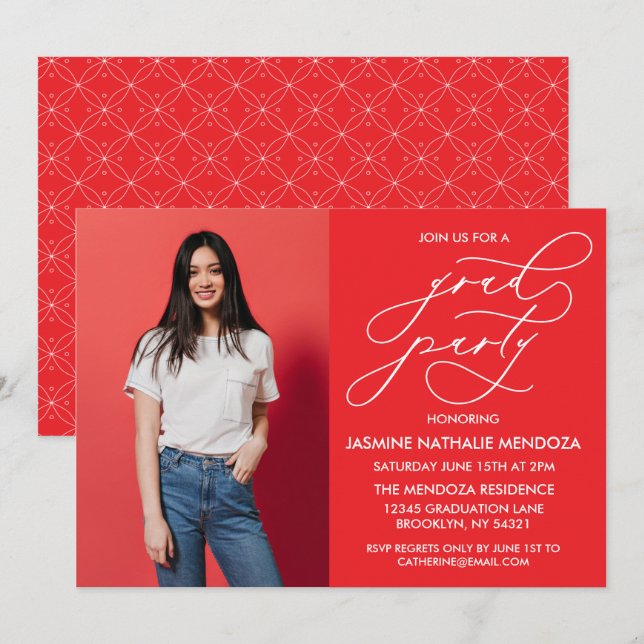 SIMPLE WHIMSICAL CALLIGRAPHY GRADUATION INVITATION (Front/Back)