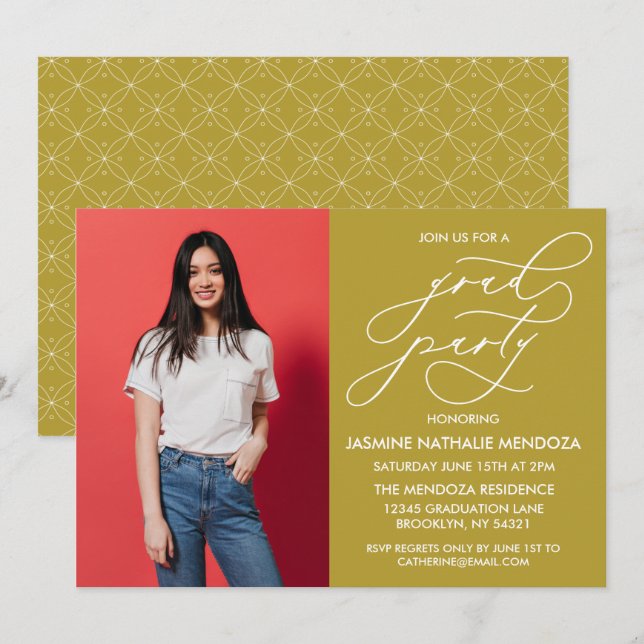 SIMPLE WHIMSICAL CALLIGRAPHY GRADUATION INVITATION (Front/Back)