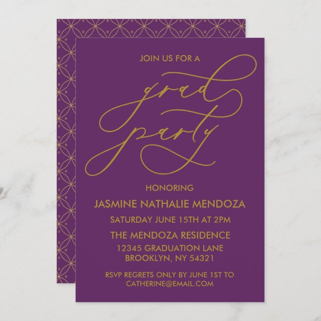 SIMPLE WHIMSICAL CALLIGRAPHY GRADUATION INVITATION (Front/Back)