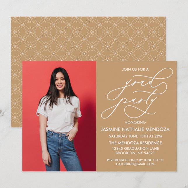 SIMPLE WHIMSICAL CALLIGRAPHY GRADUATION INVITATION (Front/Back)